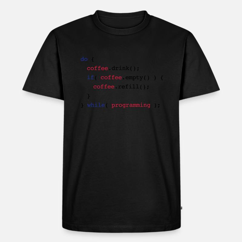 Code Coffee Refill Programming - Männer Premium Bio T-Shirt - Schwarz