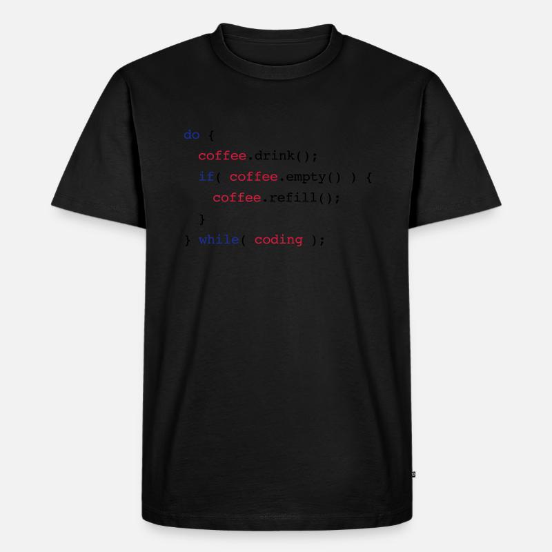 Code Coffee Refill Codierung - Männer Premium Bio T-Shirt - Schwarz