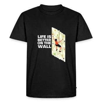 Wall Climbing Rock Climbing - Men's Premium Organic T-Shirt - black - Front - Nico (187cm)
