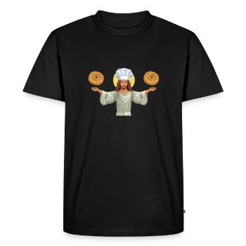 Sesame Bagel New York Jewish Deli - T-shirt Premium bio Homme - noir - Devant - Nico (187cm)