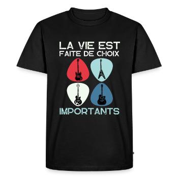 Guitariste humour guitare cadeau homme femme - T-shirt Premium bio Homme - noir - Devant - Nico (187cm)