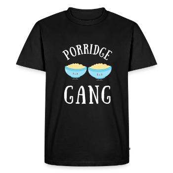 Bouillie céréales Grits Kasha Upma Riz et avoine - T-shirt Premium bio Homme - noir - Devant - Nico (187cm)