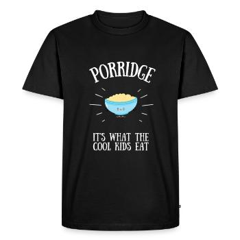 Bouillie céréales Grits Kasha Upma Riz et avoine - T-shirt Premium bio Homme - noir - Devant - Nico (187cm)