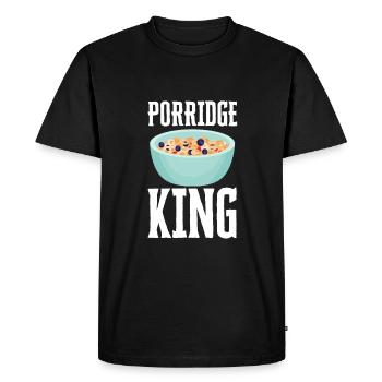Bouillie céréales Grits Kasha Upma Riz et avoine - T-shirt Premium bio Homme - noir - Devant - Nico (187cm)