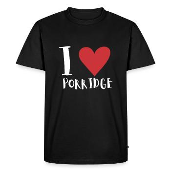 Bouillie céréales Grits Kasha Upma Riz et avoine - T-shirt Premium bio Homme - noir - Devant - Nico (187cm)