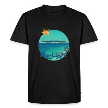 Retro Holiday Design Relax, Summer - Men's Premium Organic T-Shirt - black - Front - Nico (187cm)