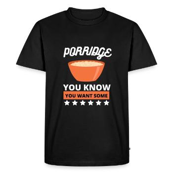 Grains de céréales Kasha Upma Riz et semoule de maïs du matin - T-shirt Premium bio Homme - noir - Devant - Nico (187cm)