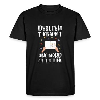 Dyslexic Reading Therapy Awareness Month, Dyslexia - Men's Premium Organic T-Shirt - black - Front - Nico (187cm)