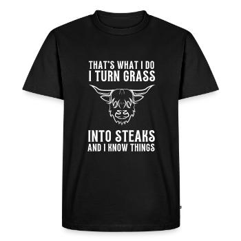 Highland Cow Breeder Scottish Cattle Hairy Cow - Men's Premium Organic T-Shirt - black - Front - Nico (187cm)