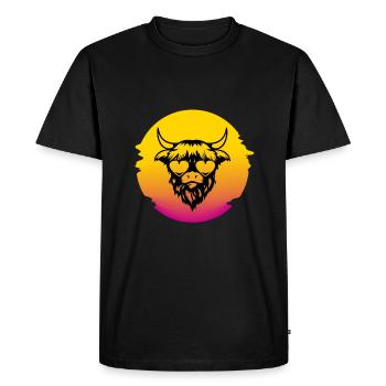 Highland Cow Breeder Scottish Cattle Hairy Cow - Men's Premium Organic T-Shirt - black - Front - Nico (187cm)