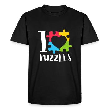 Puzzle Queen - Je passe devant mon heure de coucher - T-shirt Premium bio Homme - noir - Devant - Nico (187cm)