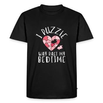 Puzzle Queen - Je passe devant mon heure de coucher - T-shirt Premium bio Homme - noir - Devant - Nico (187cm)
