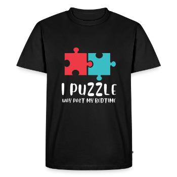 Puzzle Queen - Je passe devant mon heure de coucher - T-shirt Premium bio Homme - noir - Devant - Nico (187cm)