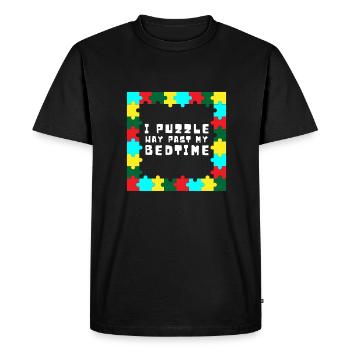 Puzzle Queen - Je passe devant mon heure de coucher - T-shirt Premium bio Homme - noir - Devant - Nico (187cm)