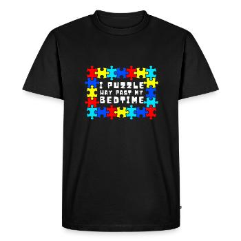 Puzzle Queen - Je passe devant mon heure de coucher - T-shirt Premium bio Homme - noir - Devant - Nico (187cm)