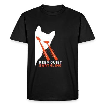 Cat With Laser Eyes - Men's Premium Organic T-Shirt - black - Front - Nico (187cm)
