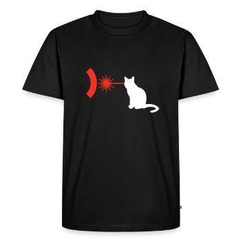 Cat With Laser Eyes - Men's Premium Organic T-Shirt - black - Front - Nico (187cm)