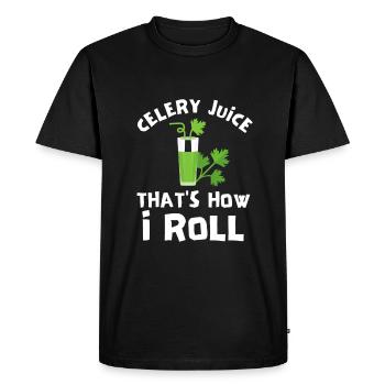 Vegan Vegetarian Veggie Organic Celery Juice - Men's Premium Organic T-Shirt - black - Front - Nico (187cm)