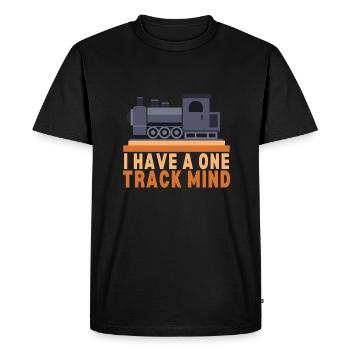Steam Locomotive - I Have A One Track Mind Train - Men's Premium Organic T-Shirt - black - Front - Nico (187cm)