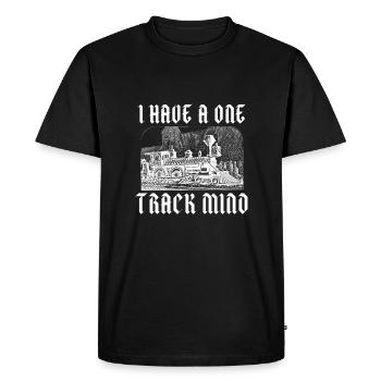 Steam Locomotive - I Have A One Track Mind Train - Men's Premium Organic T-Shirt - black - Front - Nico (187cm)