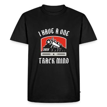 Steam Locomotive - I Have A One Track Mind Train - Men's Premium Organic T-Shirt - black - Front - Nico (187cm)