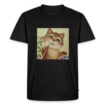 Cat Art History - Men's Premium Organic T-Shirt - black - Front - Nico (187cm)
