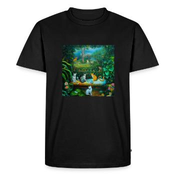Cat Art History - Men's Premium Organic T-Shirt - black - Front - Nico (187cm)