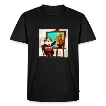 Cat Art History - Men's Premium Organic T-Shirt - black - Front - Nico (187cm)