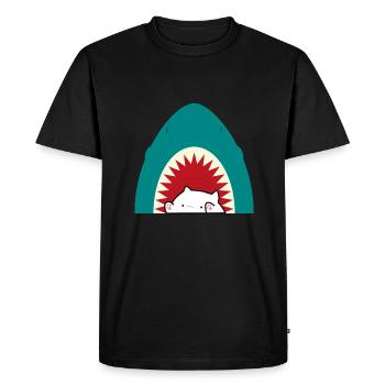 Chat mangeur de requins - T-shirt Premium bio Homme - noir - Devant - Nico (187cm)
