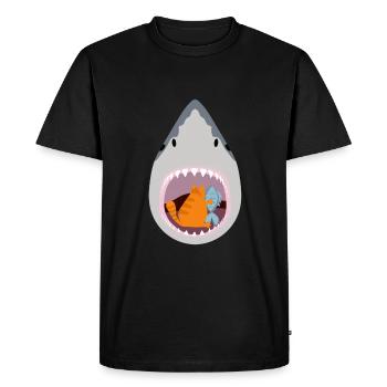 Chat mangeur de requins - T-shirt Premium bio Homme - noir - Devant - Nico (187cm)