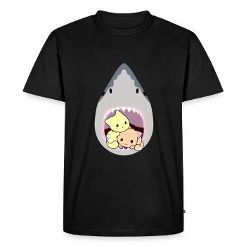 Chat mangeur de requins - T-shirt Premium bio Homme - noir - Devant - Nico (187cm)
