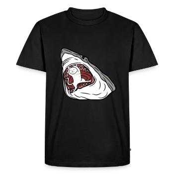 Chat mangeur de requins - T-shirt Premium bio Homme - noir - Devant - Nico (187cm)