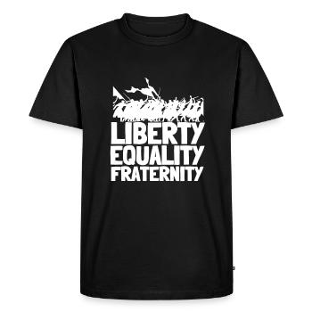 Fraternité Liberte Egalite Français Révolution - T-shirt Premium bio Homme - noir - Devant - Nico (187cm)