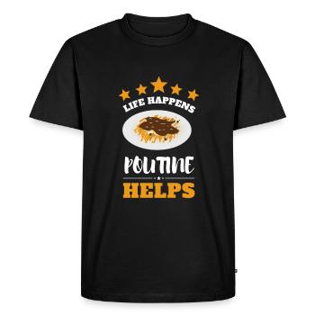 Cheese Curds Gravy Mix Canada Poutine - Men's Premium Organic T-Shirt - black - Front - Nico (187cm)