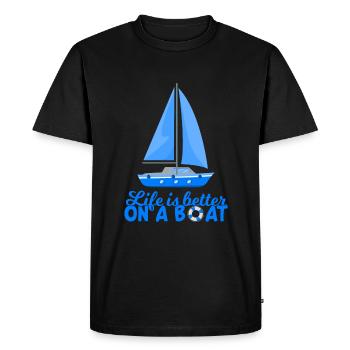 La vie est meilleure sur un voilier de bateau en disant cadeau - T-shirt Premium bio Homme - noir - Devant - Nico (187cm)