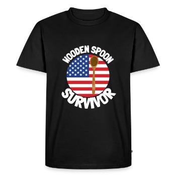 J’ai survécu à la cuillère de bois - Parenting - T-shirt Premium bio Homme - noir - Devant - Nico (187cm)