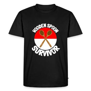J’ai survécu à la cuillère de bois - Parenting - T-shirt Premium bio Homme - noir - Devant - Nico (187cm)