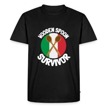 J’ai survécu à la cuillère de bois - Parenting - T-shirt Premium bio Homme - noir - Devant - Nico (187cm)