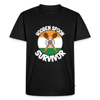 J’ai survécu à la cuillère de bois - Parenting - T-shirt Premium bio Homme - noir - Devant - Nico (187cm)
