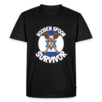 J’ai survécu à la cuillère de bois - Parenting - T-shirt Premium bio Homme - noir - Devant - Nico (187cm)
