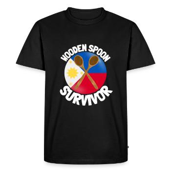 J’ai survécu à la cuillère de bois - Parenting - T-shirt Premium bio Homme - noir - Devant - Nico (187cm)