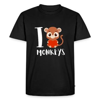 J’aime vraiment les singes ok? - T-shirt Premium bio Homme - noir - Devant - Nico (187cm)