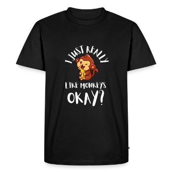 J’aime vraiment les singes ok? - T-shirt Premium bio Homme - noir - Devant - Nico (187cm)