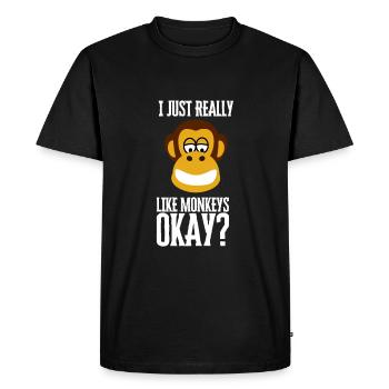 J’aime vraiment les singes ok? - T-shirt Premium bio Homme - noir - Devant - Nico (187cm)