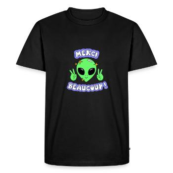Oui Oui Merci - Men's Premium Organic T-Shirt - black - Front - Nico (187cm)