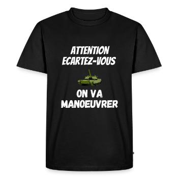 Attention écartez-vous on va manoeuvrer ! - T-shirt Premium bio Homme - noir - Devant - Nico (187cm)
