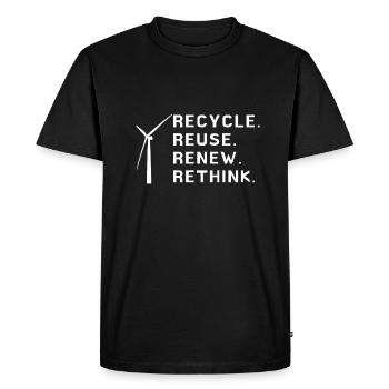 Recycle Réutiliser Renew Rethink Wind Turbine - Wind - T-shirt Premium bio Homme - noir - Devant - Nico (187cm)