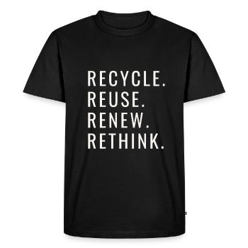 Recycle Réutiliser Renew Rethink Wind Turbine - Wind - T-shirt Premium bio Homme - noir - Devant - Nico (187cm)