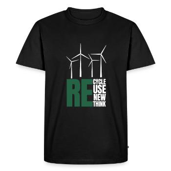 Recycle Réutiliser Renew Rethink Wind Turbine - Wind - T-shirt Premium bio Homme - noir - Devant - Nico (187cm)