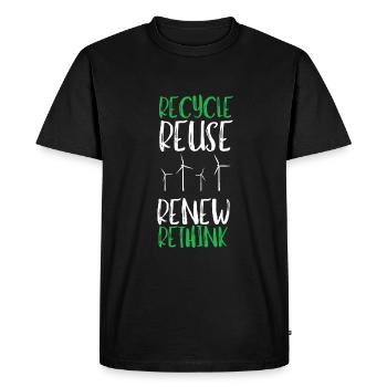 Recycle Réutiliser Renew Rethink Wind Turbine - Wind - T-shirt Premium bio Homme - noir - Devant - Nico (187cm)